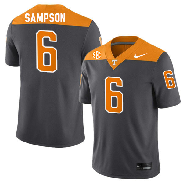 Tennessee Volunteers #6 Dylan Sampson College Football Jerseys Stitched Sale-Anthracite